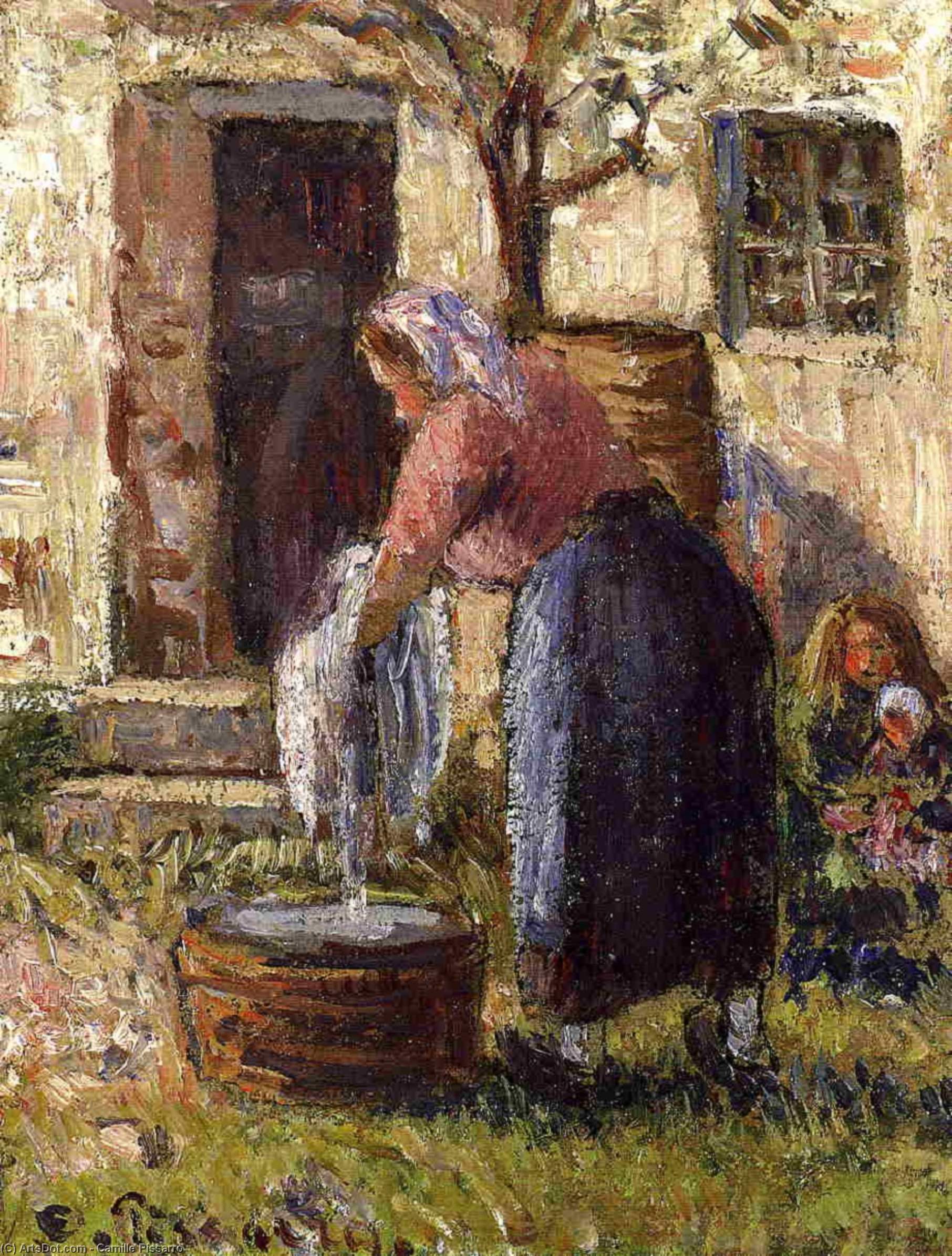 Wikioo.org - สารานุกรมวิจิตรศิลป์ - จิตรกรรม Camille Pissarro - The Laundry Woman