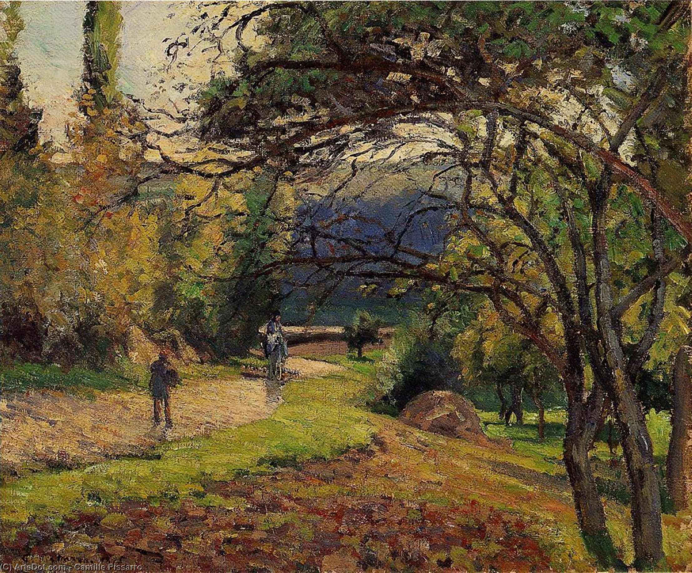 Wikioo.org - The Encyclopedia of Fine Arts - Painting, Artwork by Camille Pissarro - The Little Bridge, Pontoise