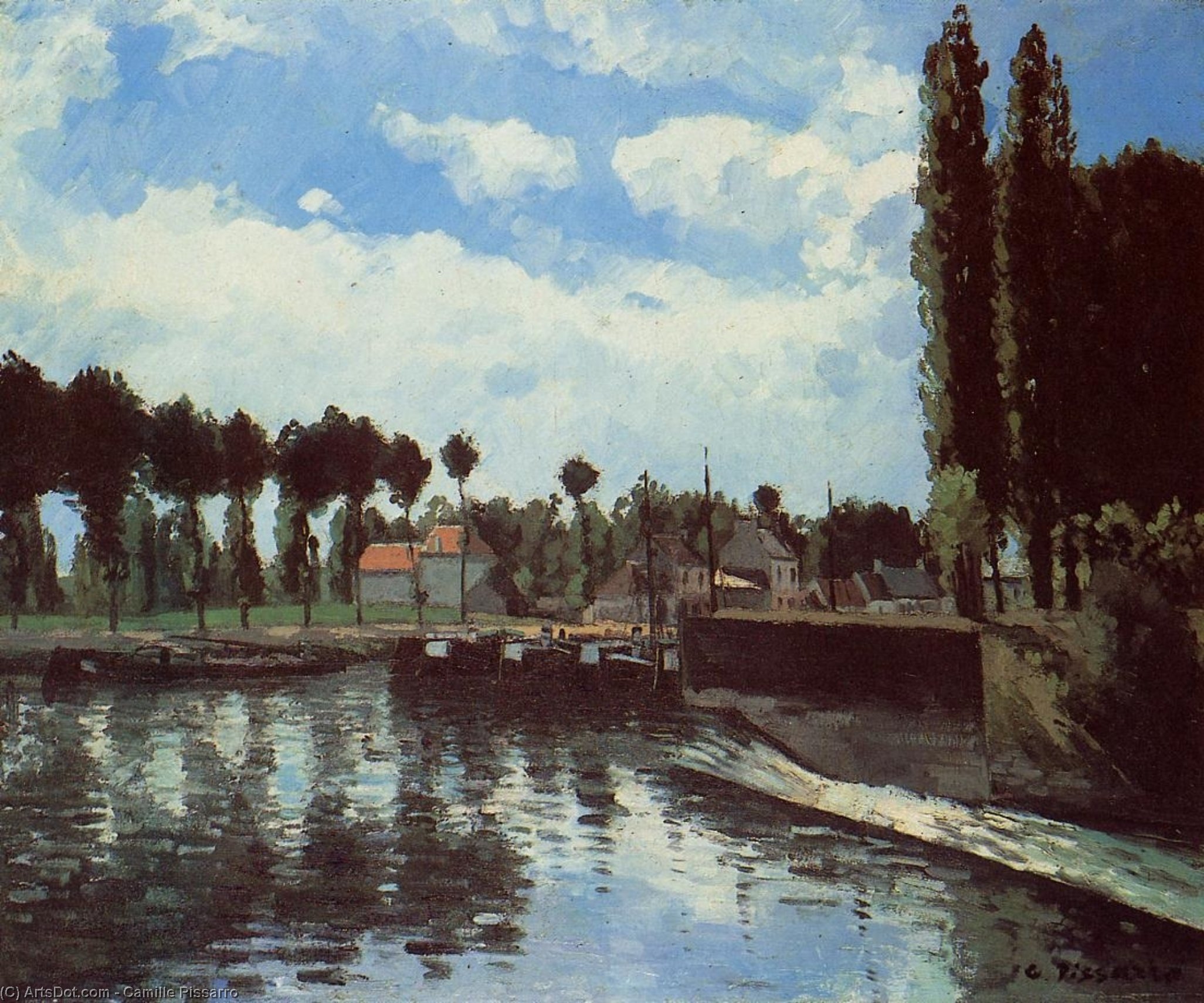 Wikioo.org - The Encyclopedia of Fine Arts - Painting, Artwork by Camille Pissarro - The Lock at Pontoise