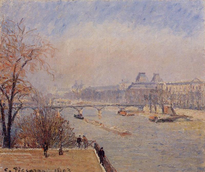 Wikioo.org - Bách khoa toàn thư về mỹ thuật - Vẽ tranh, Tác phẩm nghệ thuật Camille Pissarro - The Louvre, March Mist