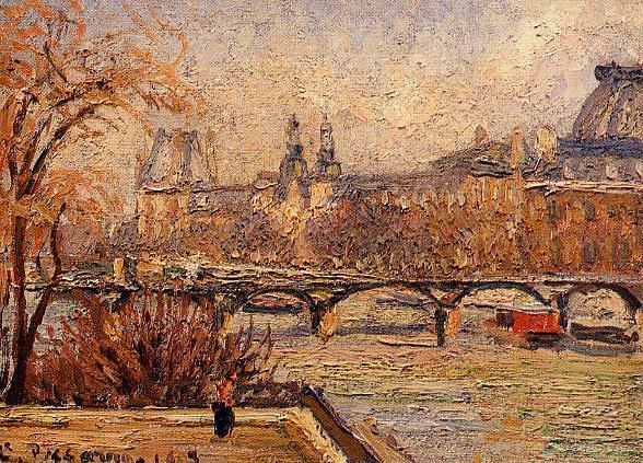 Wikioo.org - สารานุกรมวิจิตรศิลป์ - จิตรกรรม Camille Pissarro - The Louvre, Morning