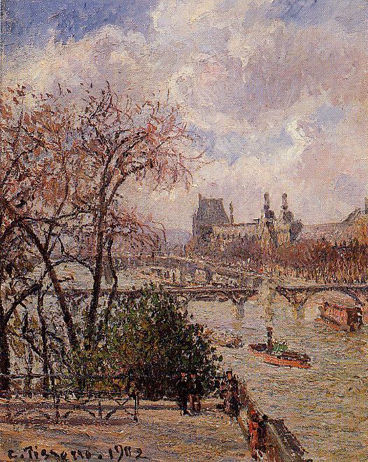 Wikioo.org - The Encyclopedia of Fine Arts - Painting, Artwork by Camille Pissarro - The Louvre, Gray Weather, Afternoon