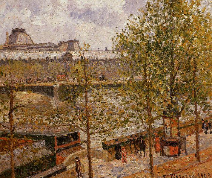 WikiOO.org - Güzel Sanatlar Ansiklopedisi - Resim, Resimler Camille Pissarro - The Louvre, Morning, Sun, Quai Malaquais