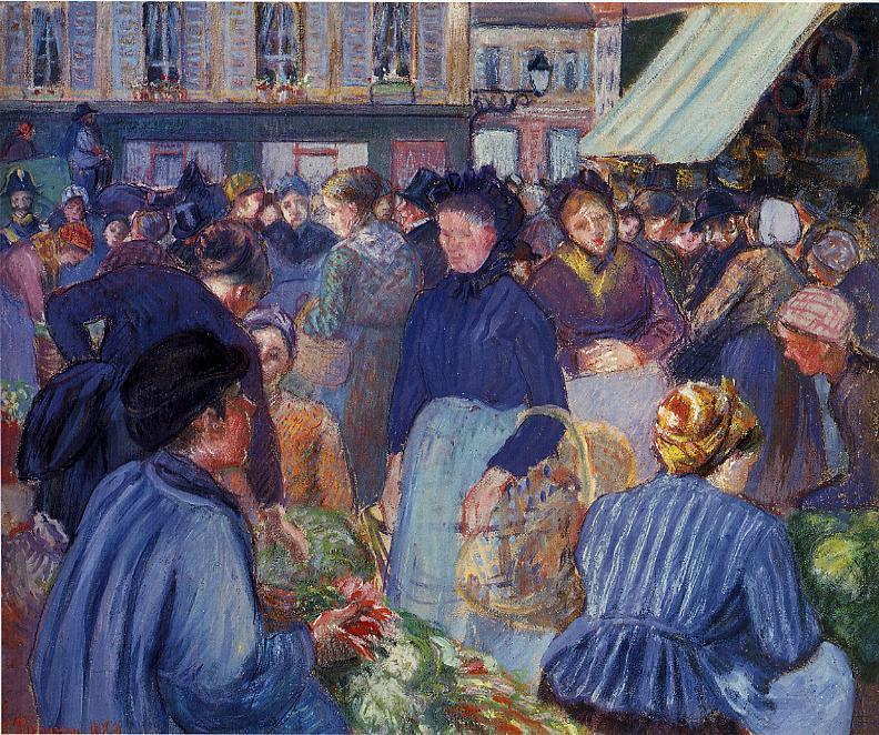 Wikioo.org - The Encyclopedia of Fine Arts - Painting, Artwork by Camille Pissarro - The Market at Gisors