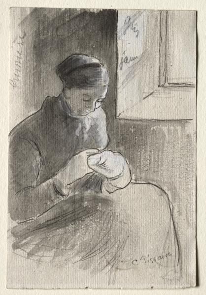 WikiOO.org - Encyclopedia of Fine Arts - Malba, Artwork Camille Pissarro - The Mender