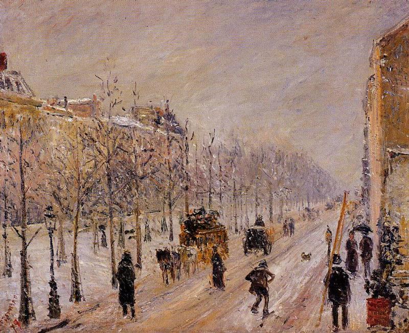 Wikioo.org - The Encyclopedia of Fine Arts - Painting, Artwork by Camille Pissarro - The Outer Boulevards, Snow Effect