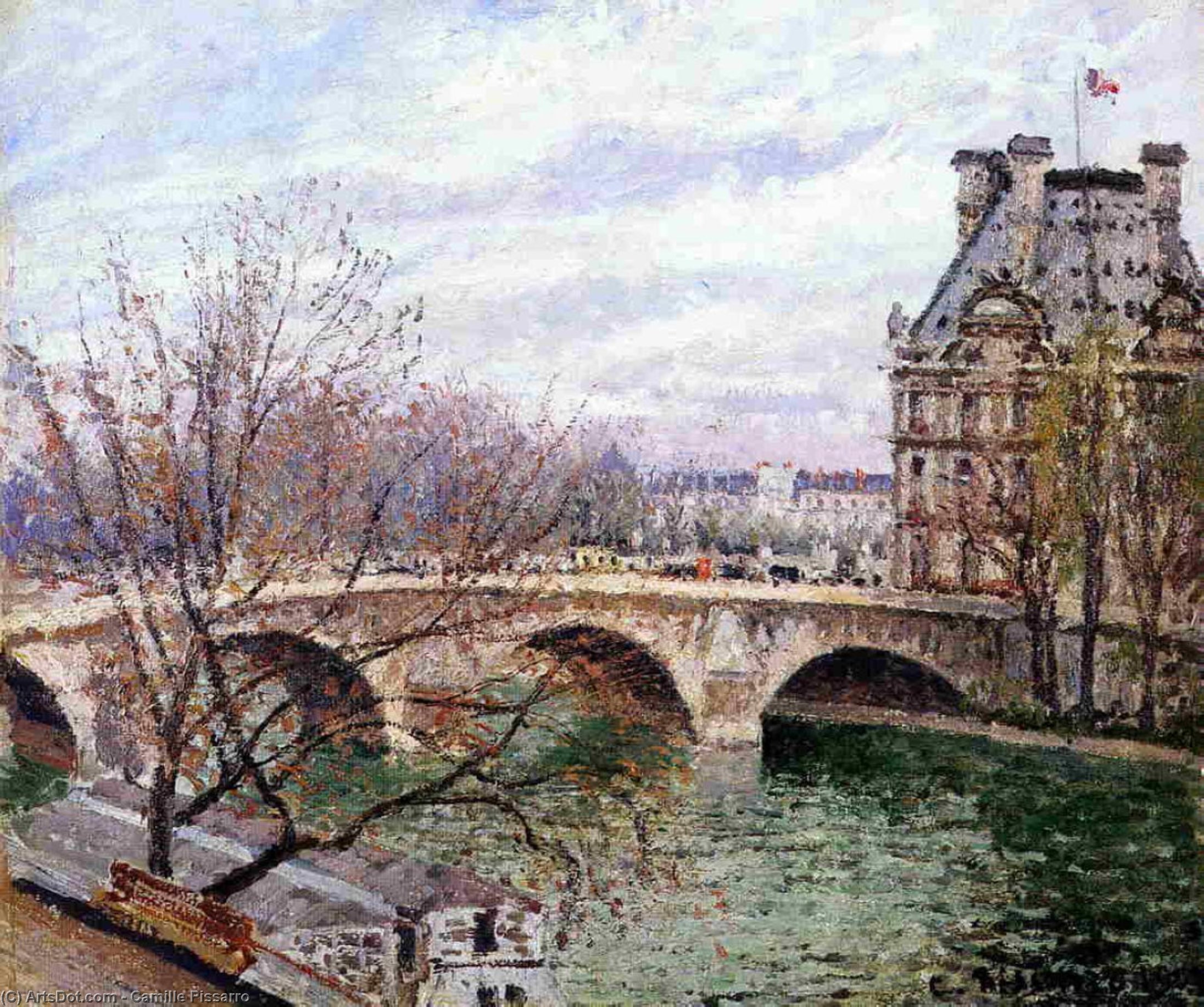 WikiOO.org - Encyclopedia of Fine Arts - Schilderen, Artwork Camille Pissarro - The Pont Royal and the Pavillon de Flore