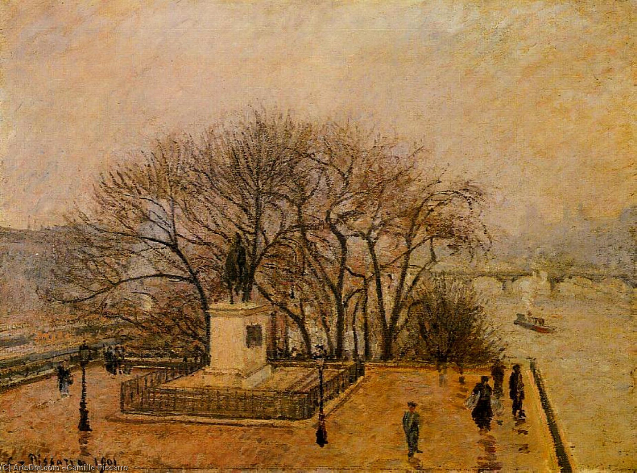Wikioo.org - The Encyclopedia of Fine Arts - Painting, Artwork by Camille Pissarro - The Pont Neuf, Statue of Henri IV, Mist