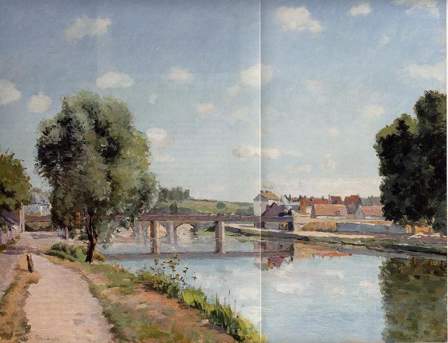 Wikioo.org - The Encyclopedia of Fine Arts - Painting, Artwork by Camille Pissarro - The Railroad Bridge at Pontoise