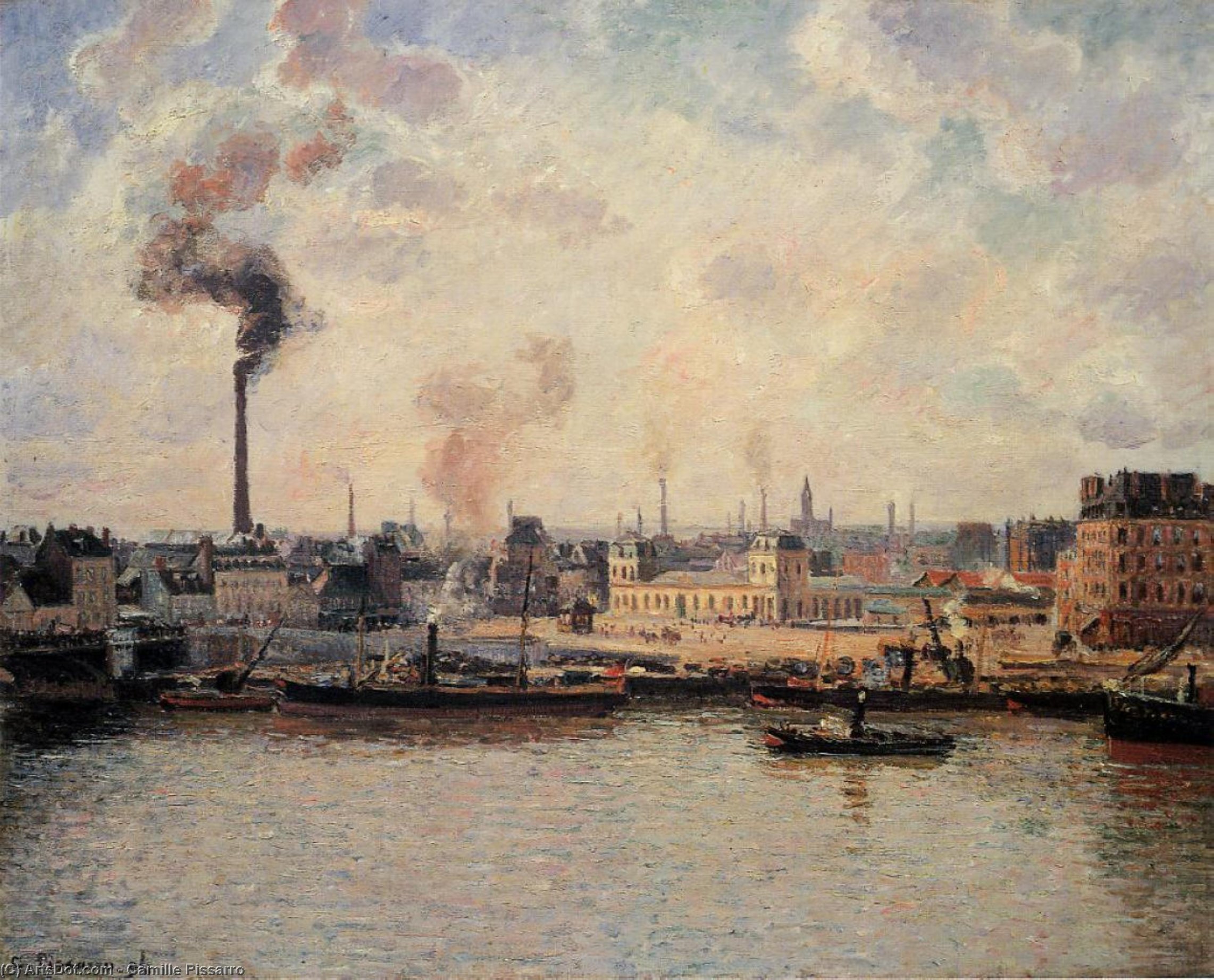 Wikioo.org - The Encyclopedia of Fine Arts - Painting, Artwork by Camille Pissarro - The Saint Sever Quay, Rouen