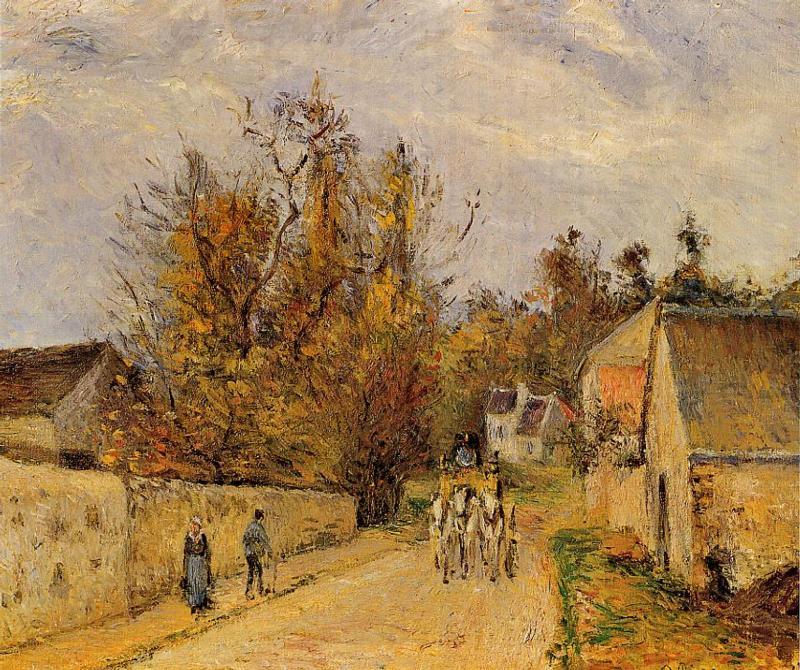 Wikioo.org - The Encyclopedia of Fine Arts - Painting, Artwork by Camille Pissarro - The Stage on the Road from Ennery to l'Hermigate, Pontoise