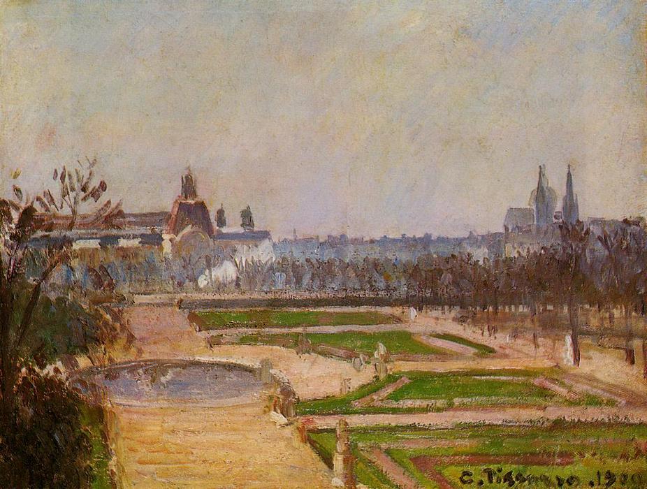 Wikoo.org - موسوعة الفنون الجميلة - اللوحة، العمل الفني Camille Pissarro - The Tuileries and the Louvre