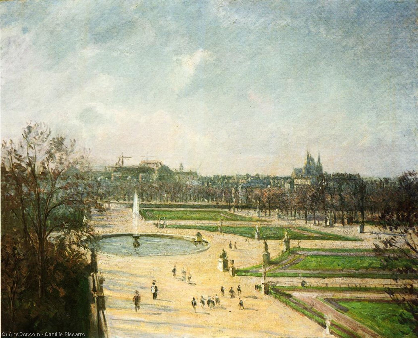 Wikioo.org - The Encyclopedia of Fine Arts - Painting, Artwork by Camille Pissarro - The Tuileries Gardens, Afternoon, Sun