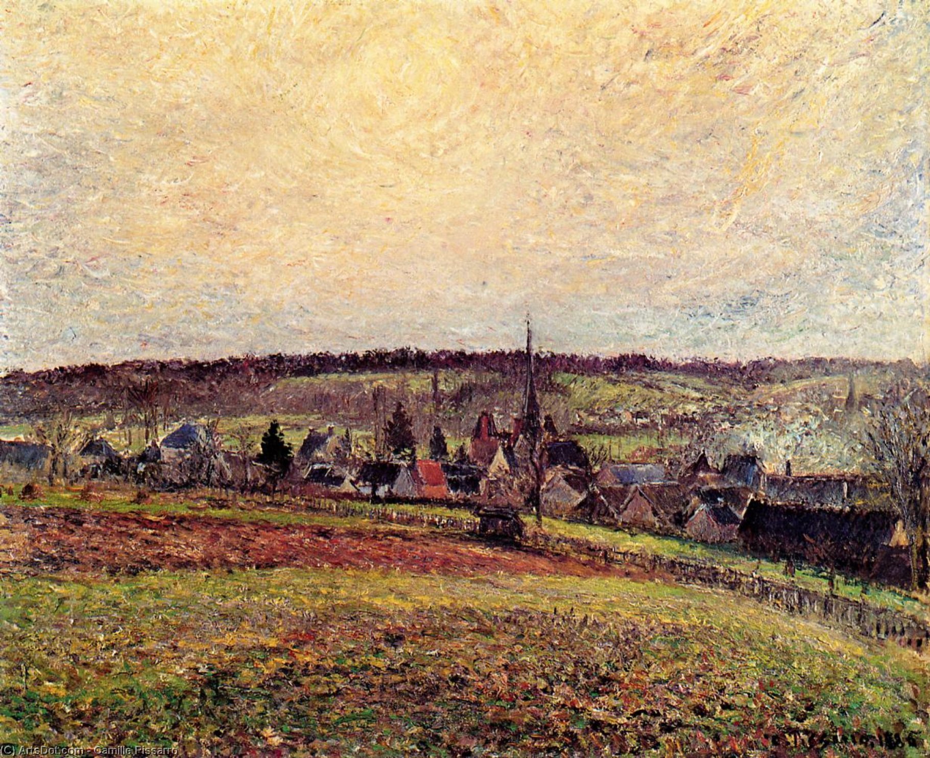 WikiOO.org - Εγκυκλοπαίδεια Καλών Τεχνών - Ζωγραφική, έργα τέχνης Camille Pissarro - The Village of Eragny