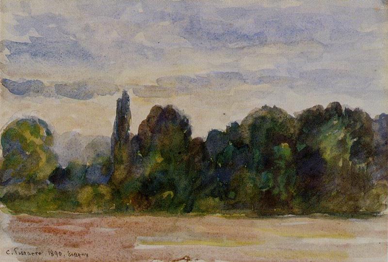 WikiOO.org - Encyclopedia of Fine Arts - Schilderen, Artwork Camille Pissarro - Trees, Eragny