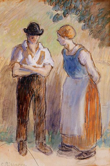 Wikioo.org - The Encyclopedia of Fine Arts - Painting, Artwork by Camille Pissarro - Two Peasants