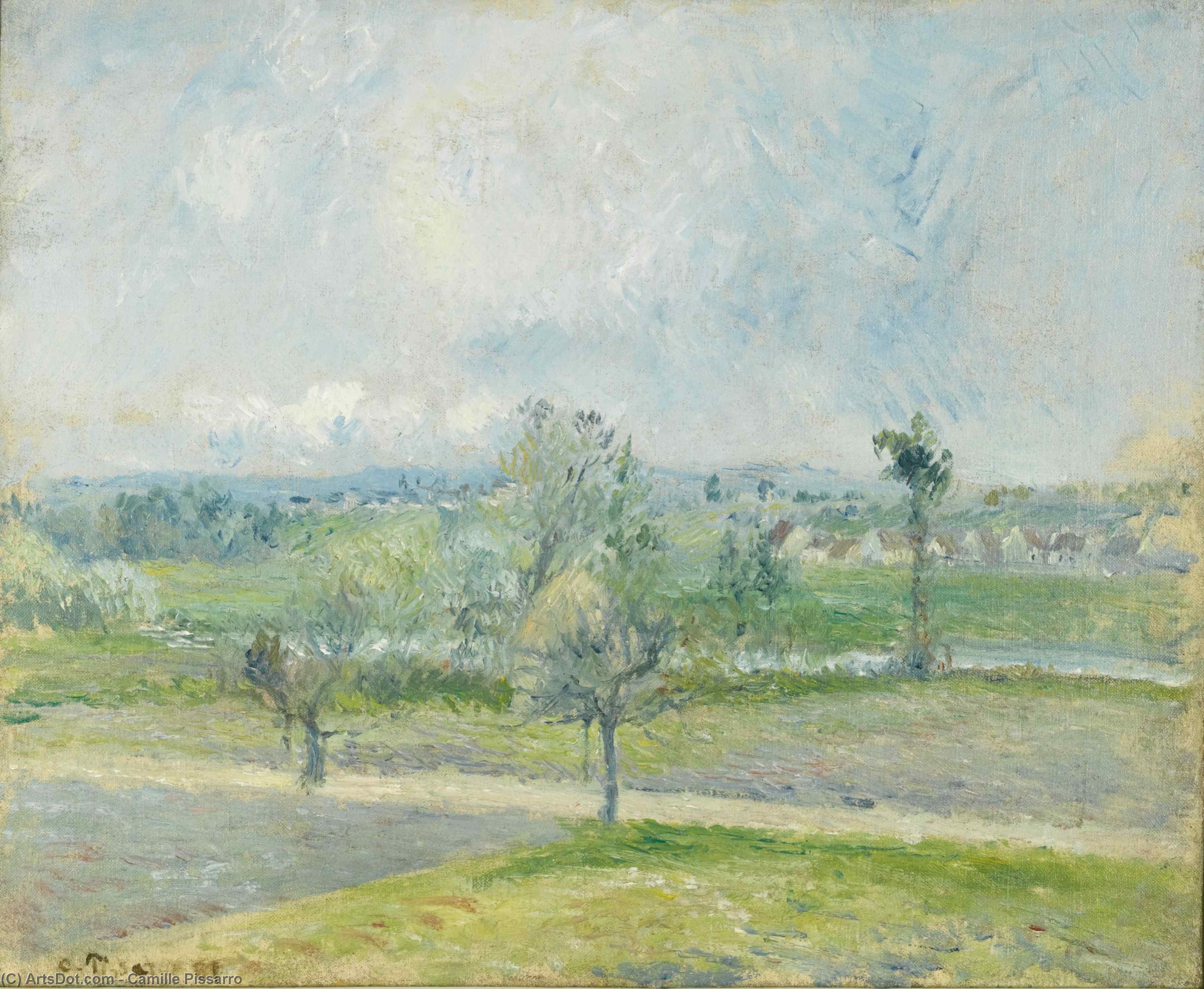 Wikioo.org - Bách khoa toàn thư về mỹ thuật - Vẽ tranh, Tác phẩm nghệ thuật Camille Pissarro - Valhermeil near Oise, Rain effect