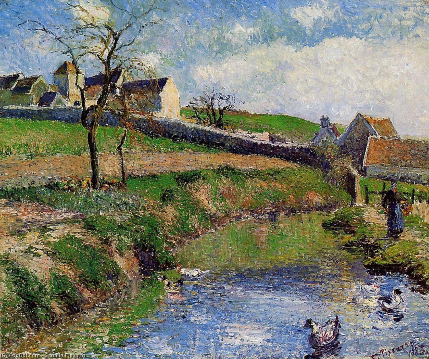 Wikioo.org - สารานุกรมวิจิตรศิลป์ - จิตรกรรม Camille Pissarro - View of a Farm in Osny