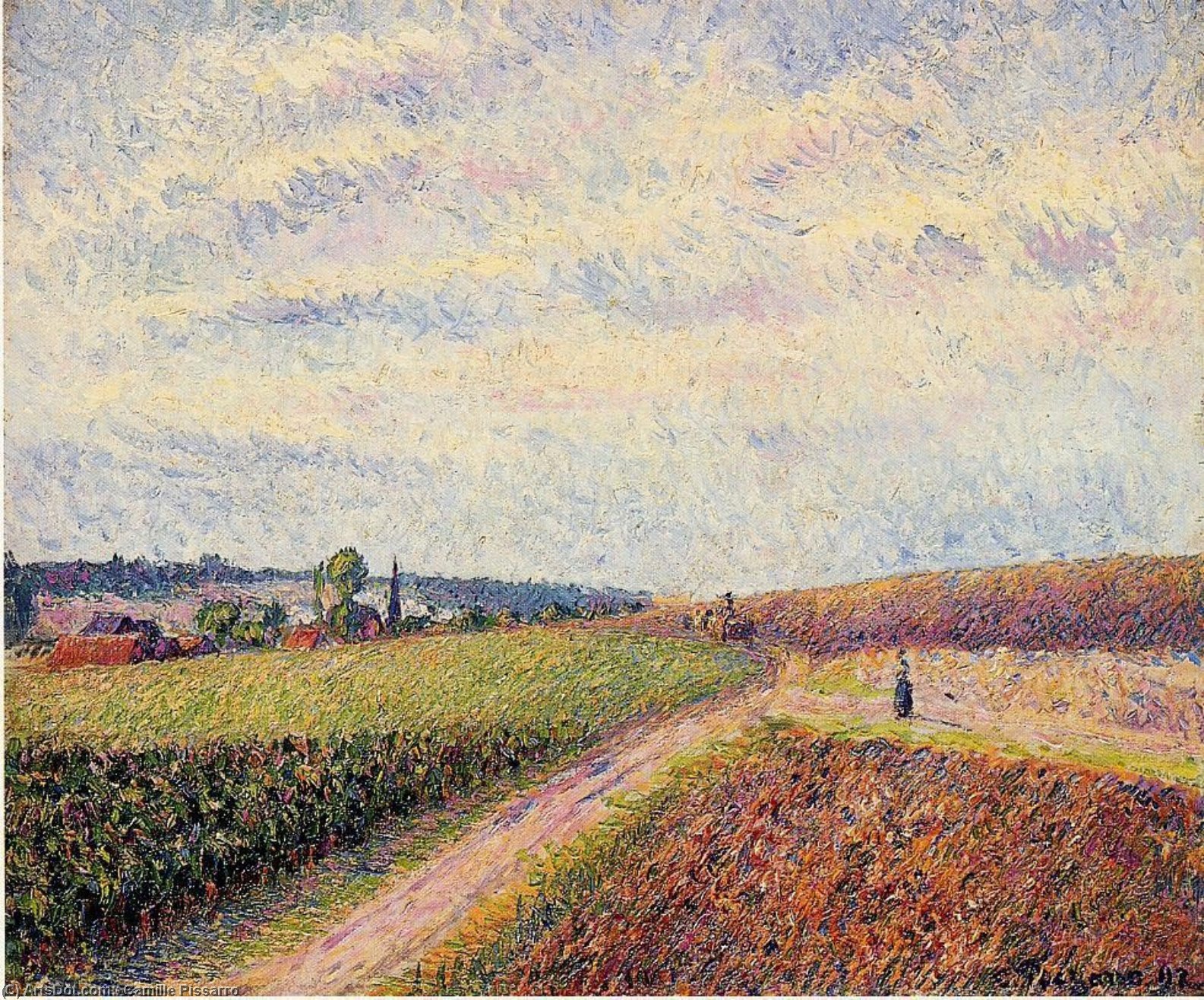 Wikoo.org - موسوعة الفنون الجميلة - اللوحة، العمل الفني Camille Pissarro - View of Eragny