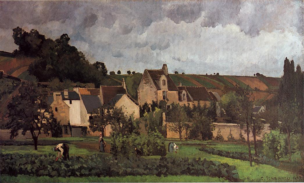 Wikoo.org - موسوعة الفنون الجميلة - اللوحة، العمل الفني Camille Pissarro - View of l'Heritage at Pontoise