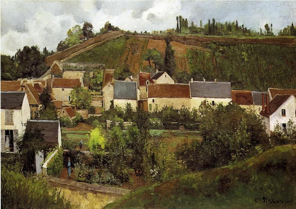 Wikioo.org - The Encyclopedia of Fine Arts - Painting, Artwork by Camille Pissarro - View of l'Hermitage, Jallais Hills, Pontoise