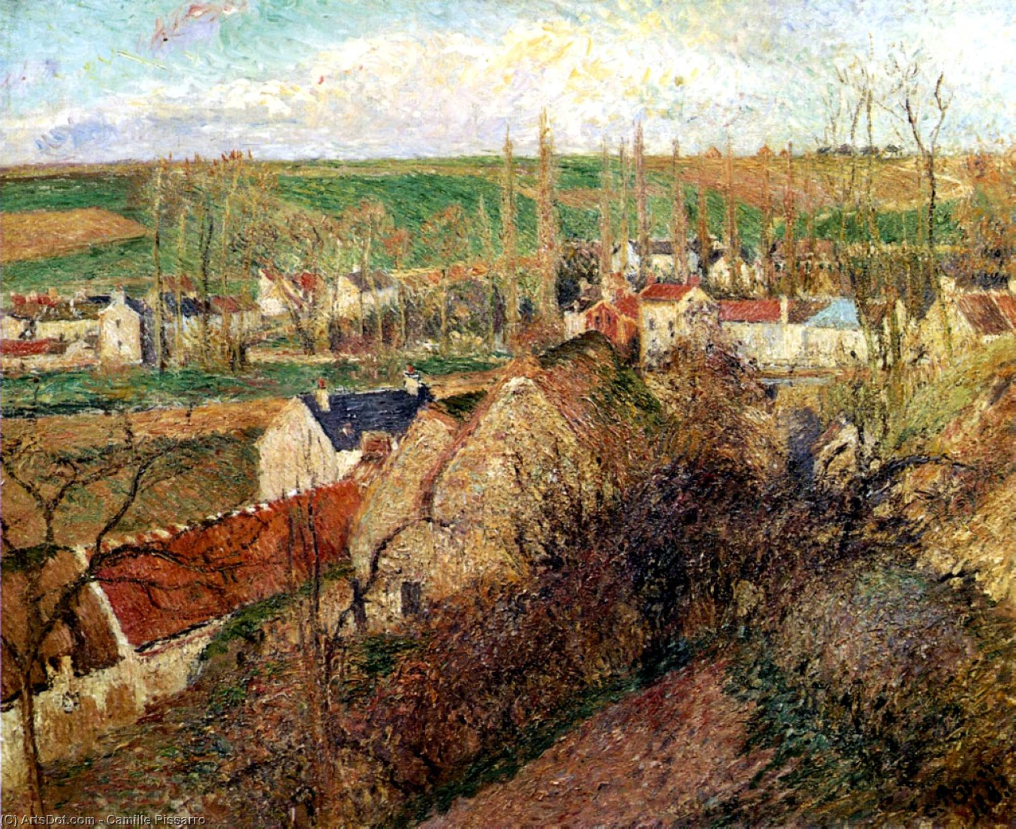 Wikoo.org - موسوعة الفنون الجميلة - اللوحة، العمل الفني Camille Pissarro - View of Osny near Pontoise