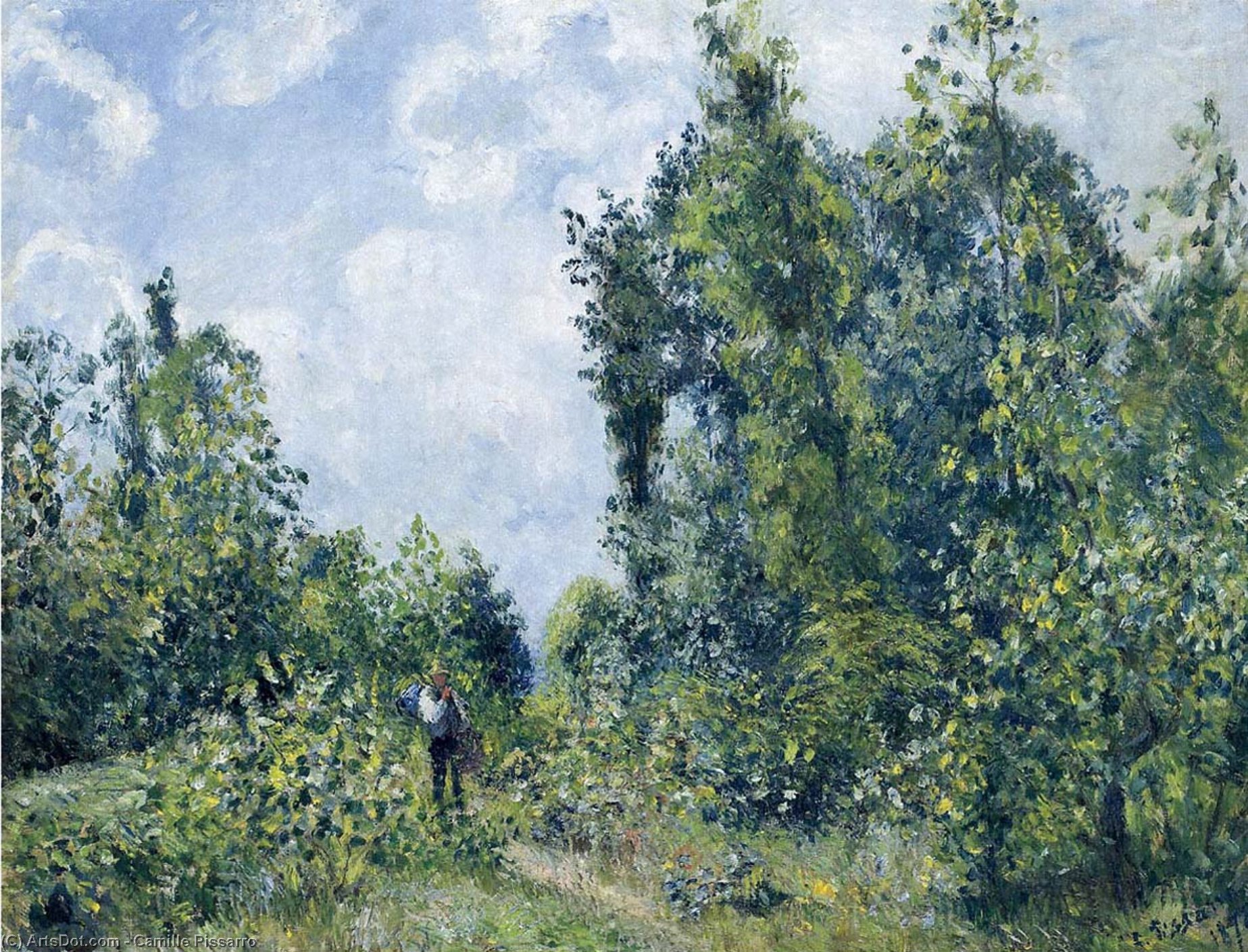 WikiOO.org - Encyclopedia of Fine Arts - Schilderen, Artwork Camille Pissarro - Wanderer near the Wood