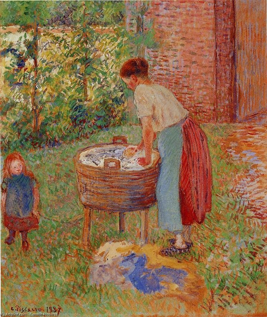 Wikioo.org - The Encyclopedia of Fine Arts - Painting, Artwork by Camille Pissarro - Washerwoman, Eragny