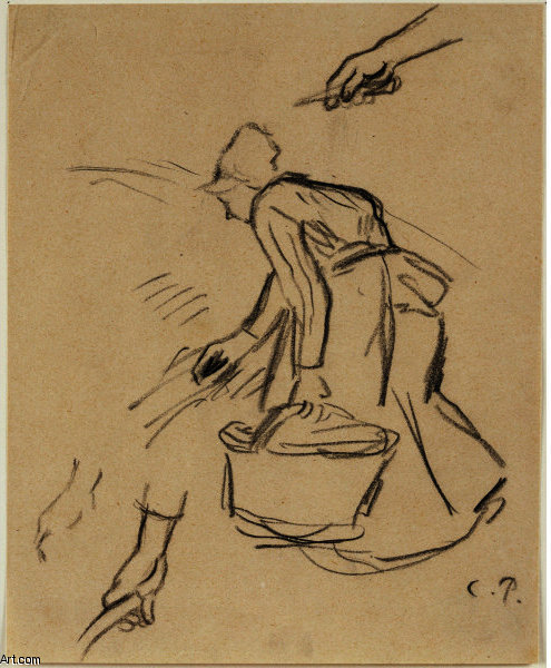 WikiOO.org - Εγκυκλοπαίδεια Καλών Τεχνών - Ζωγραφική, έργα τέχνης Camille Pissarro - Woman Carrying a Basket