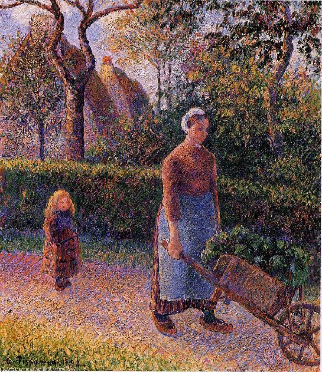 Wikioo.org - The Encyclopedia of Fine Arts - Painting, Artwork by Camille Pissarro - Woman with a Wheelbarrow