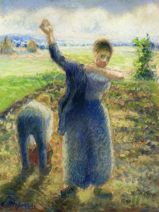 Wikioo.org - The Encyclopedia of Fine Arts - Painting, Artwork by Camille Pissarro - Workers in the Fields 1