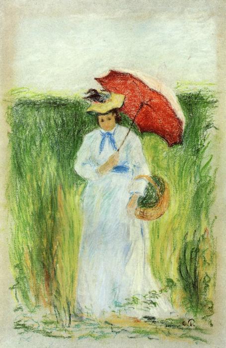 Wikioo.org – La Enciclopedia de las Bellas Artes - Pintura, Obras de arte de Camille Pissarro - Mujer joven con un paraguas