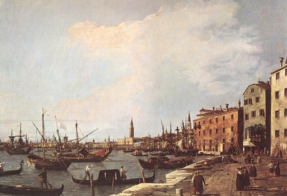 Wikioo.org - สารานุกรมวิจิตรศิลป์ - จิตรกรรม Giovanni Antonio Canal (Canaletto) - Riva degli Schiavoni ­ west side
