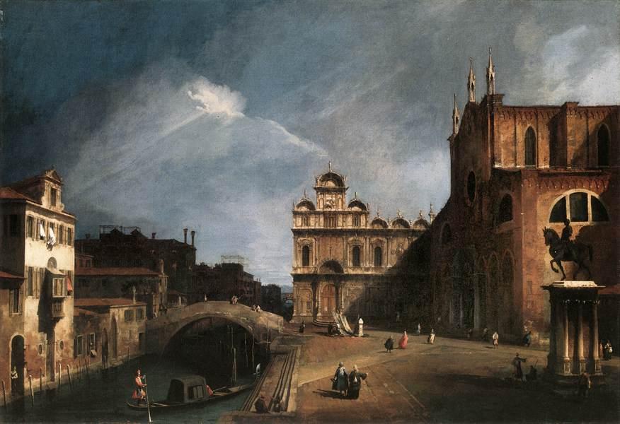 WikiOO.org - Enciklopedija dailės - Tapyba, meno kuriniai Giovanni Antonio Canal (Canaletto) - Santi Giovanni e Paolo and the Scuola di San Marco 1