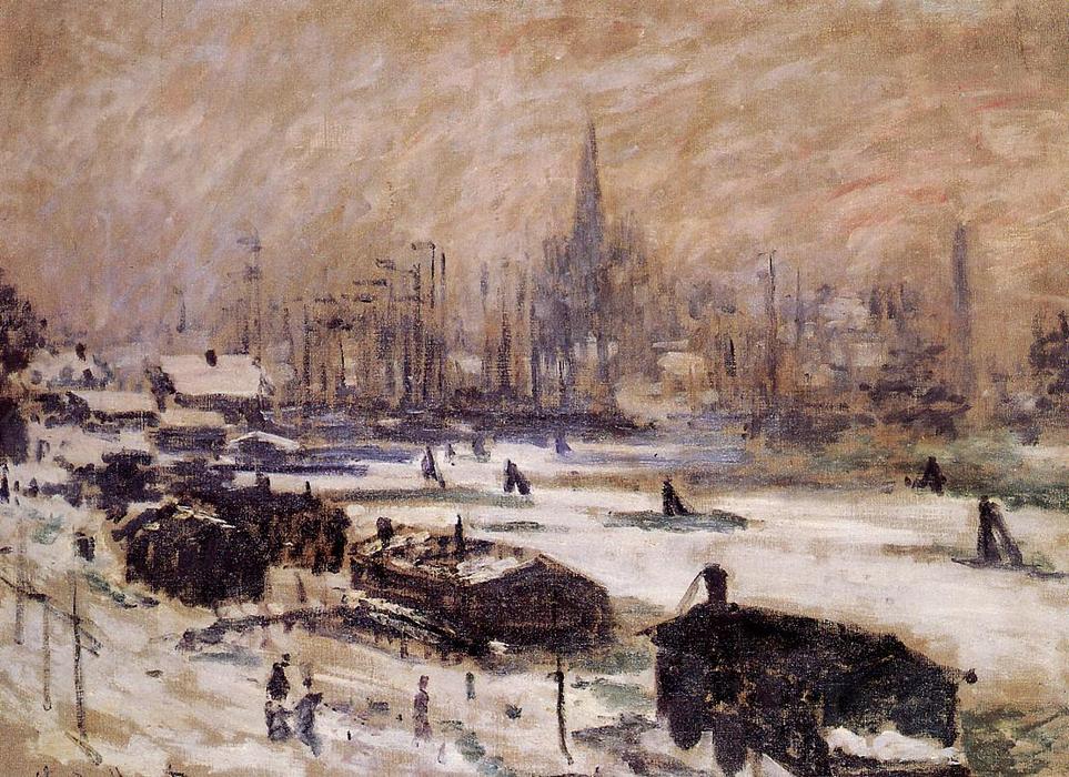 Wikioo.org - The Encyclopedia of Fine Arts - Painting, Artwork by Claude Monet - Amsterdam in the Snow