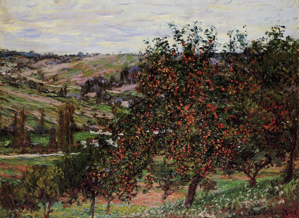 Wikioo.org - Die Enzyklopädie bildender Kunst - Malerei, Kunstwerk von Claude Monet - Apfelbäume in der Nähe Vetheuil