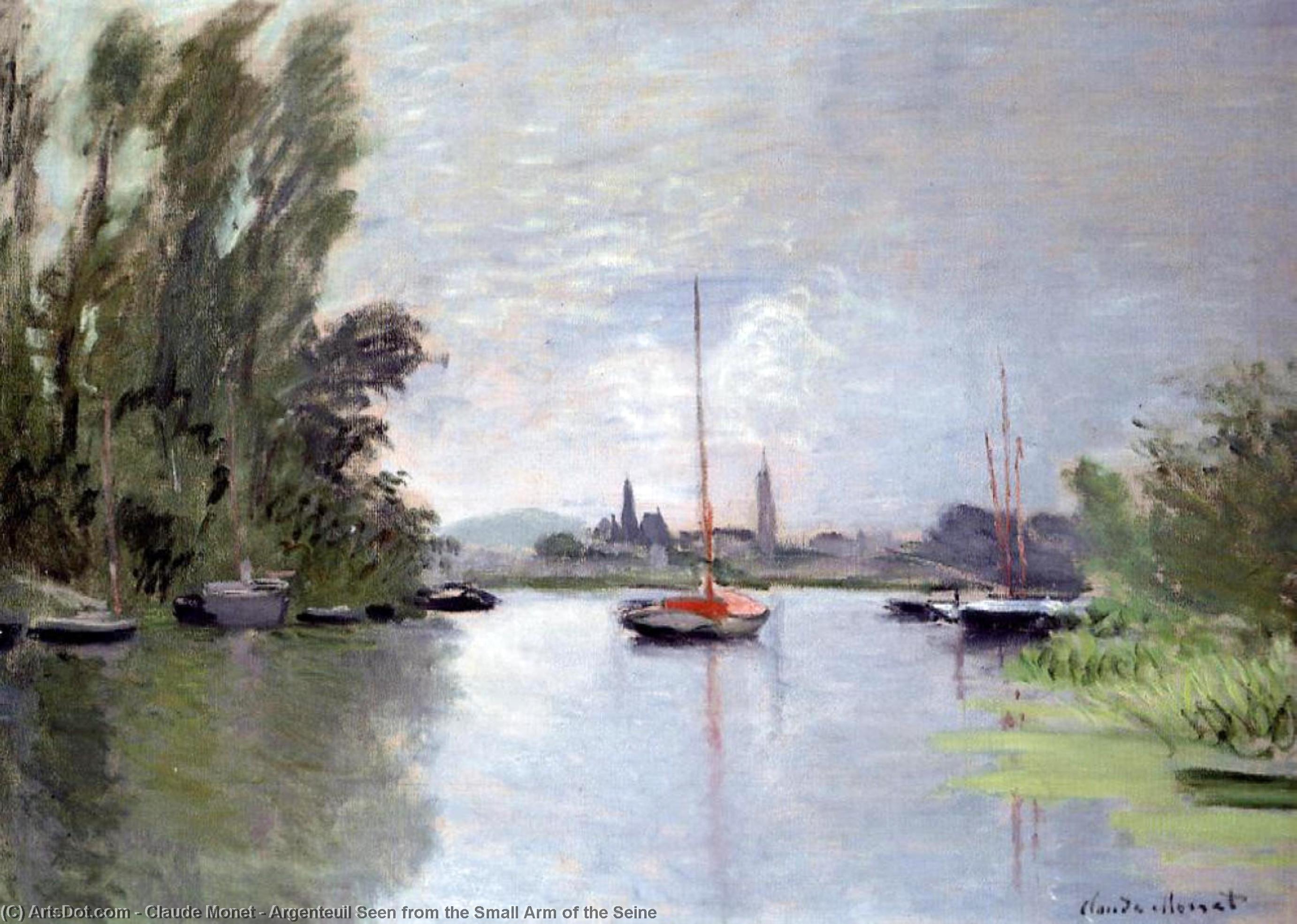 Wikioo.org - The Encyclopedia of Fine Arts - Painting, Artwork by Claude Monet - Argenteuil Seen from the Small Arm of the Seine