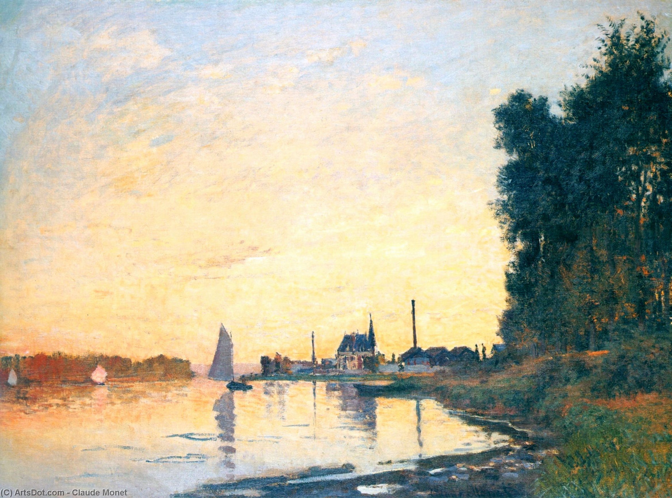 WikiOO.org – 美術百科全書 - 繪畫，作品 Claude Monet - 阿让特伊 后期  下午