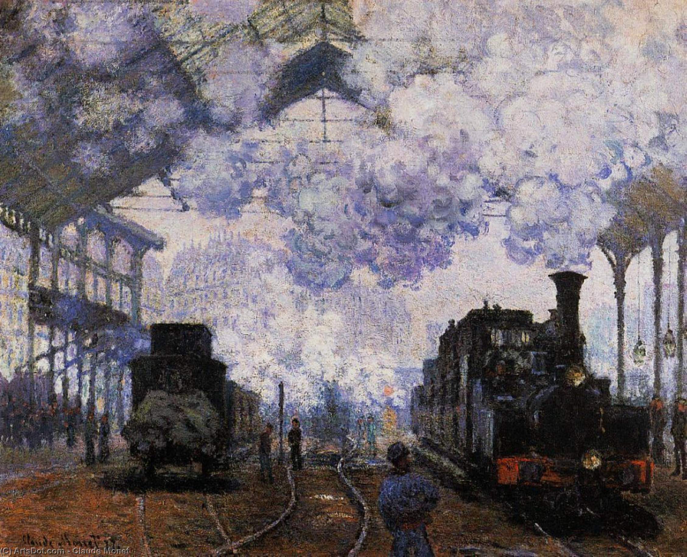 Wikioo.org - สารานุกรมวิจิตรศิลป์ - จิตรกรรม Claude Monet - Arrival at Saint-Lazare Station