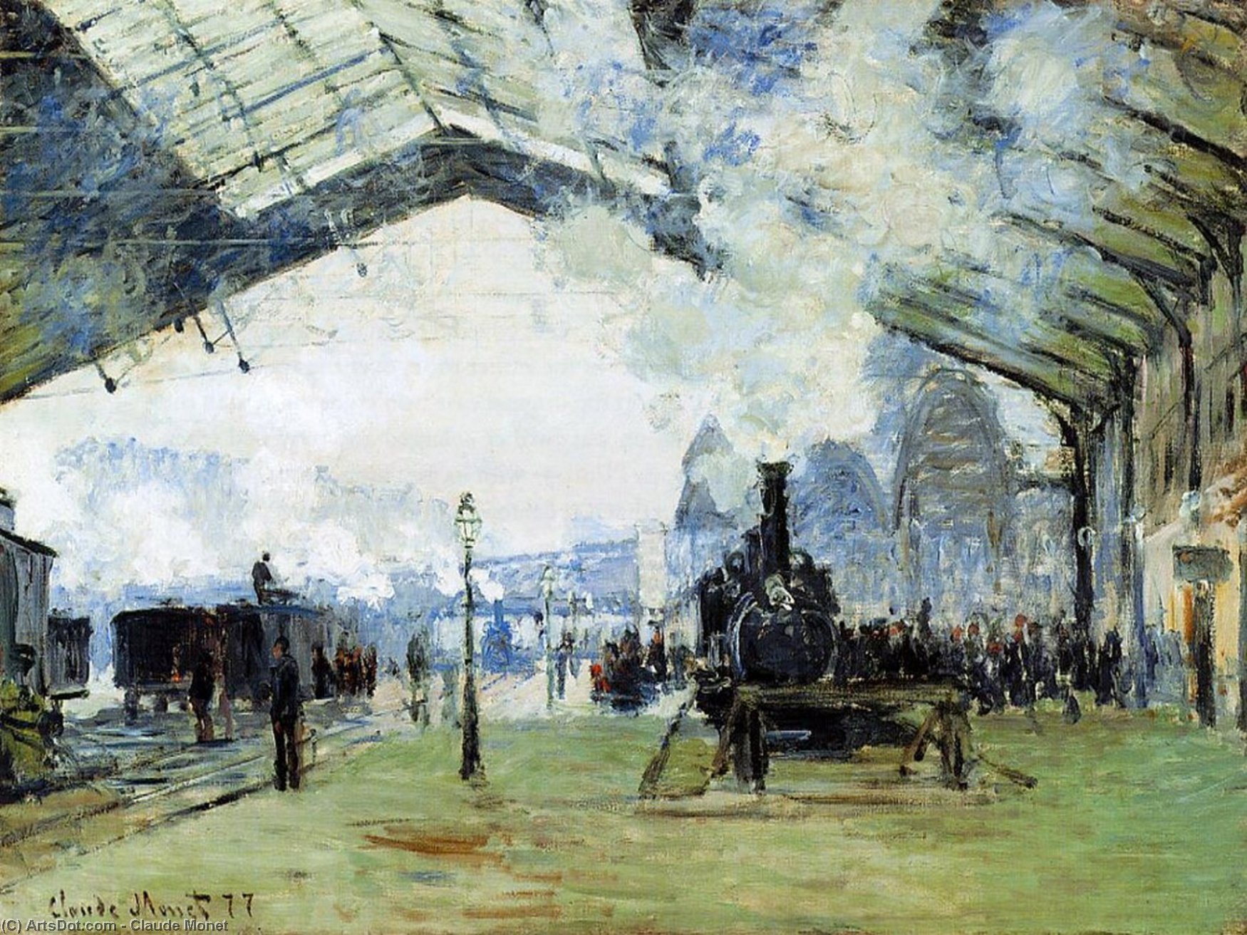 Wikioo.org - The Encyclopedia of Fine Arts - Painting, Artwork by Claude Monet - Arrival of the Normandy Train, Gare Saint-Lazare