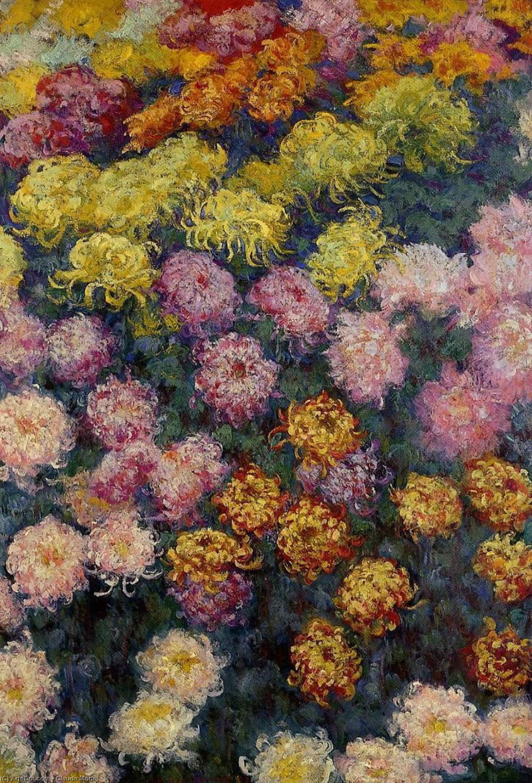 WikiOO.org - 百科事典 - 絵画、アートワーク Claude Monet - ベッド の  菊