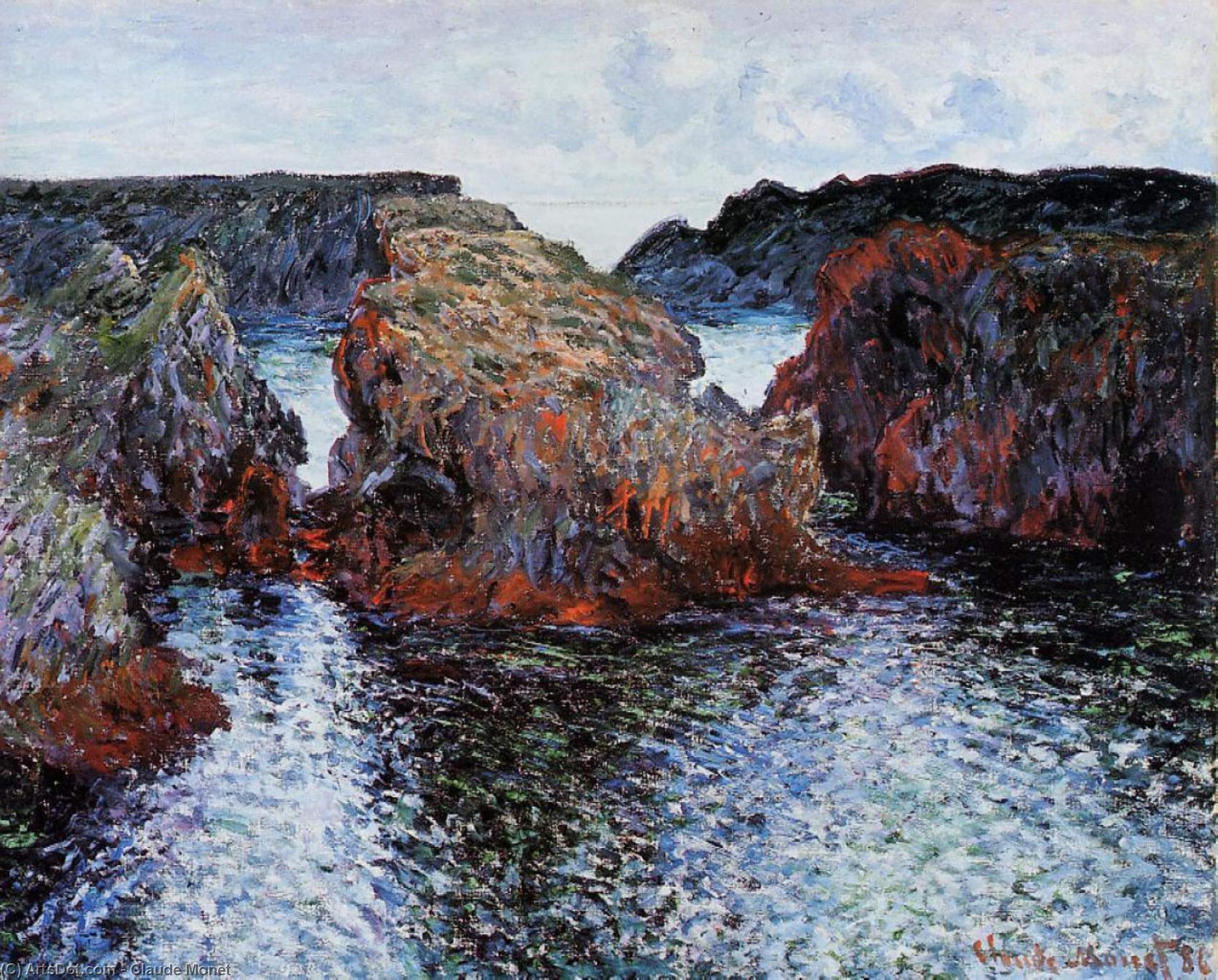 WikiOO.org - אנציקלופדיה לאמנויות יפות - ציור, יצירות אמנות Claude Monet - Belle-Ile, Rocks at Port-Goulphar