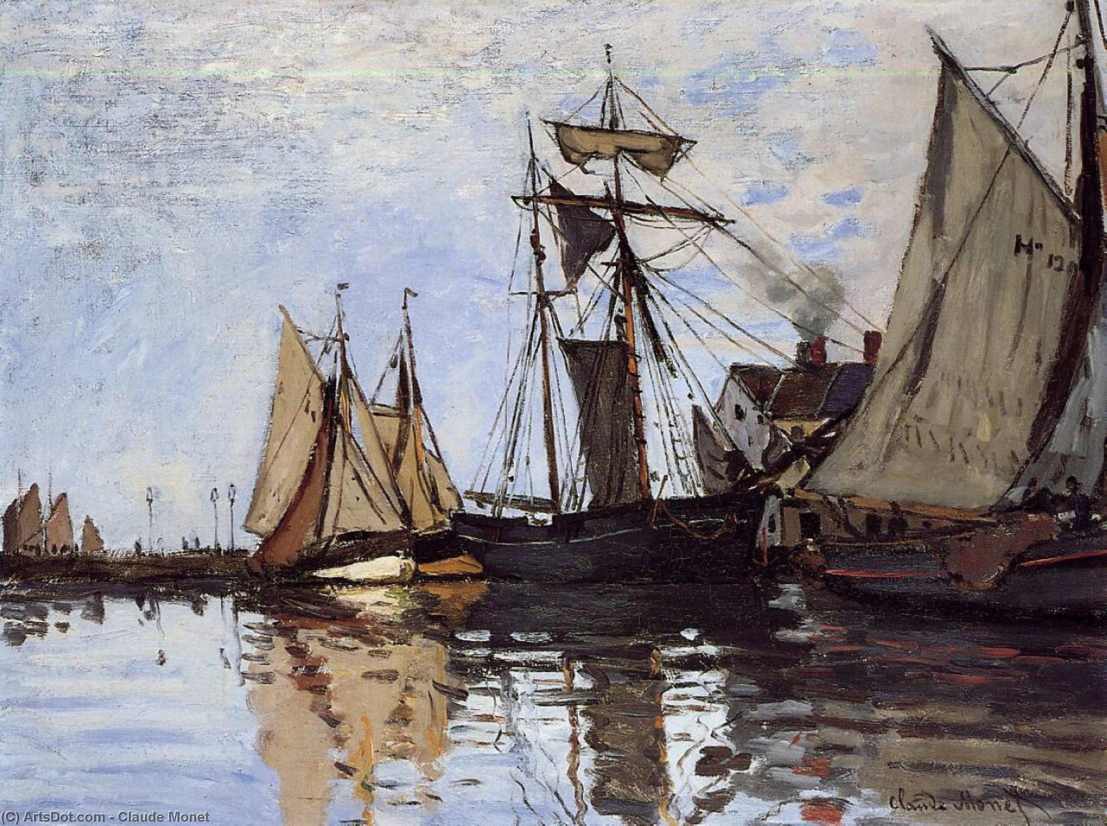 Wikioo.org - The Encyclopedia of Fine Arts - Painting, Artwork by Claude Monet - Boats in the Port of Honfleur