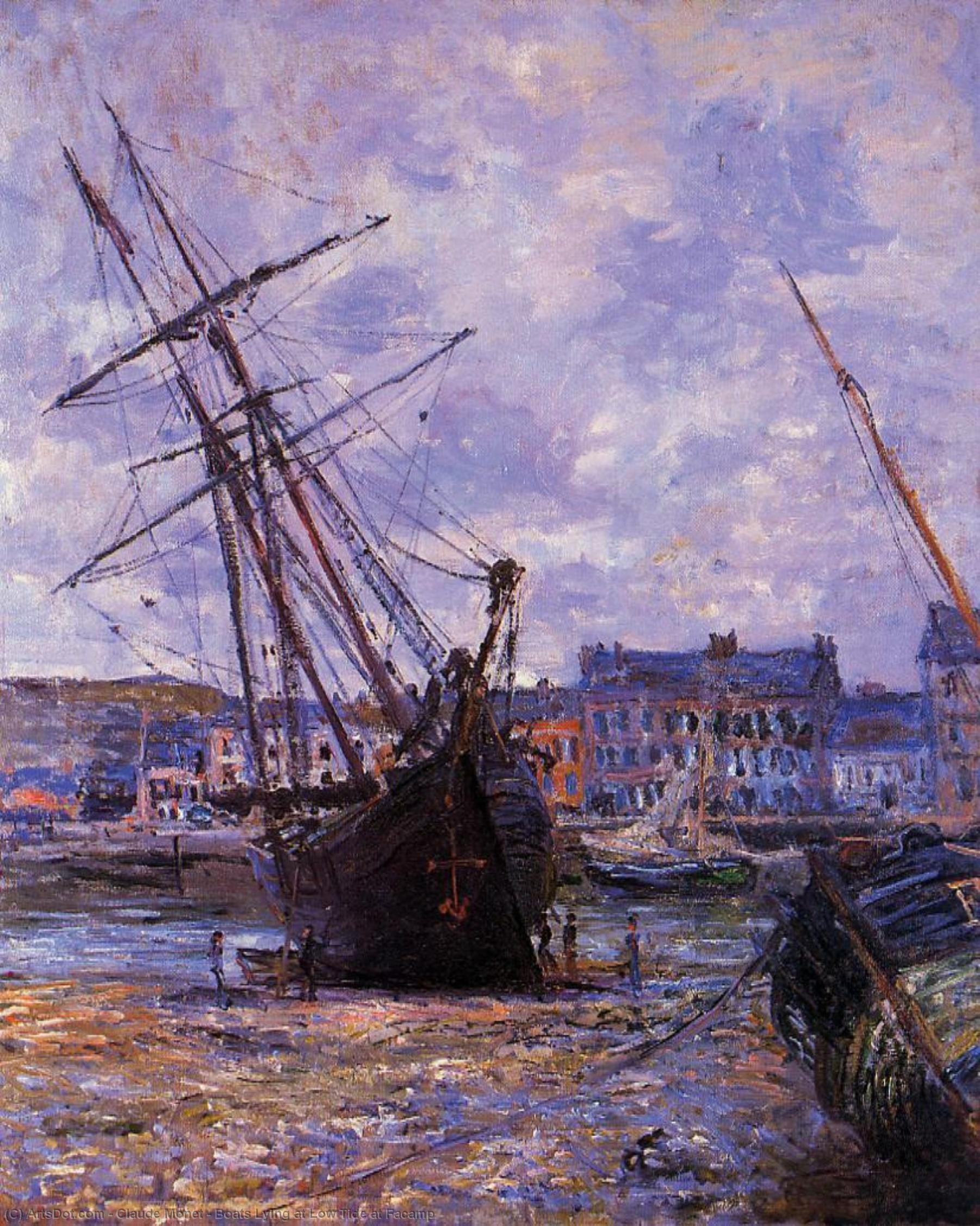Wikioo.org - The Encyclopedia of Fine Arts - Painting, Artwork by Claude Monet - Boats Lying at Low Tide at Facamp