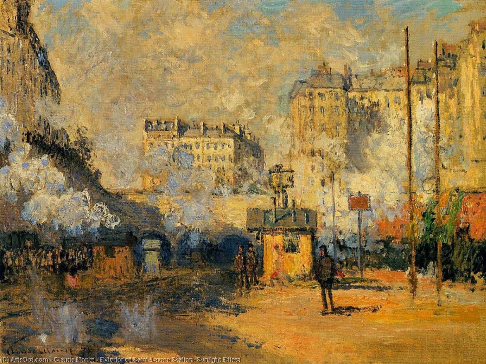 Wikioo.org - The Encyclopedia of Fine Arts - Painting, Artwork by Claude Monet - Exterior of Saint-Lazare Station, Sunlight Effect