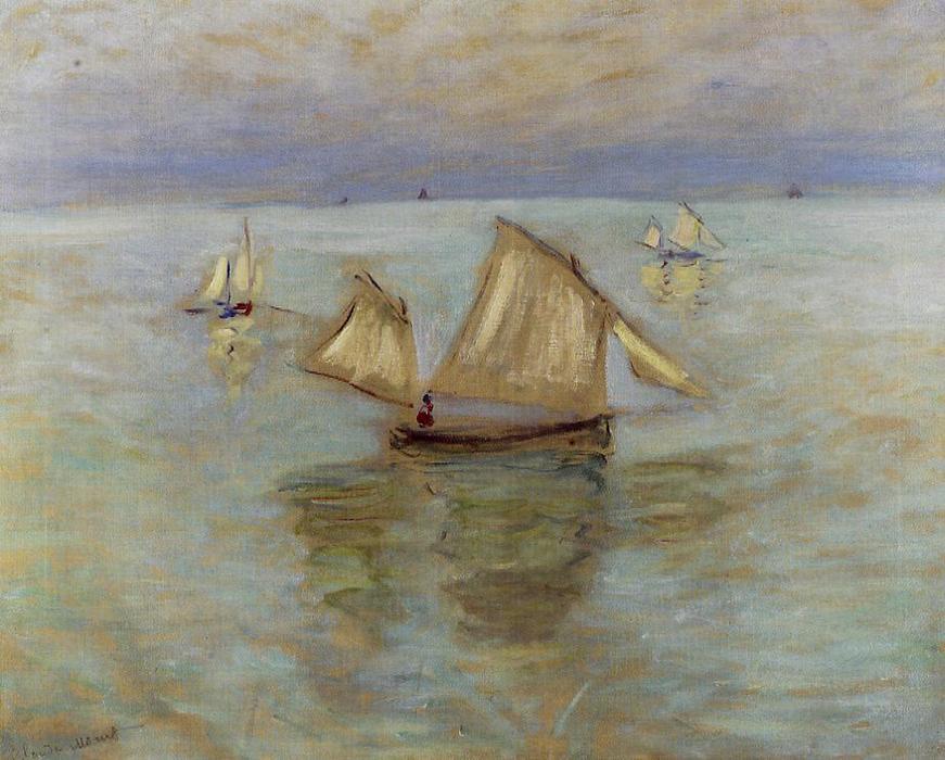 Wikioo.org - The Encyclopedia of Fine Arts - Painting, Artwork by Claude Monet - Fishing Boats at Pourville