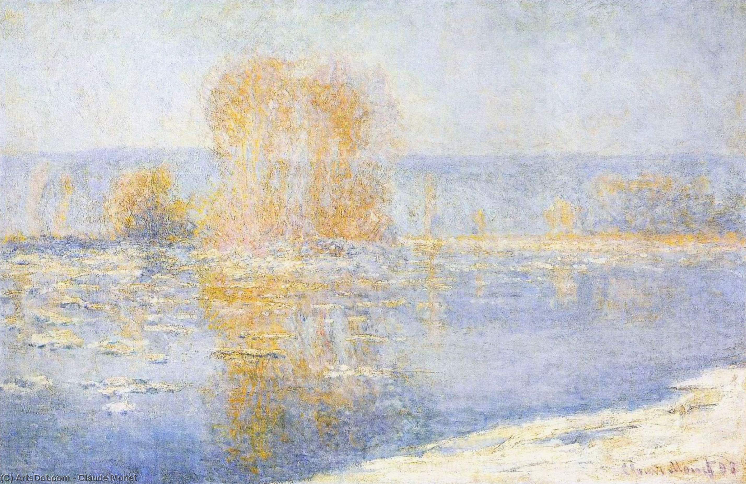 WikiOO.org - Encyclopedia of Fine Arts - Festés, Grafika Claude Monet - Floating Ice at Bennecourt