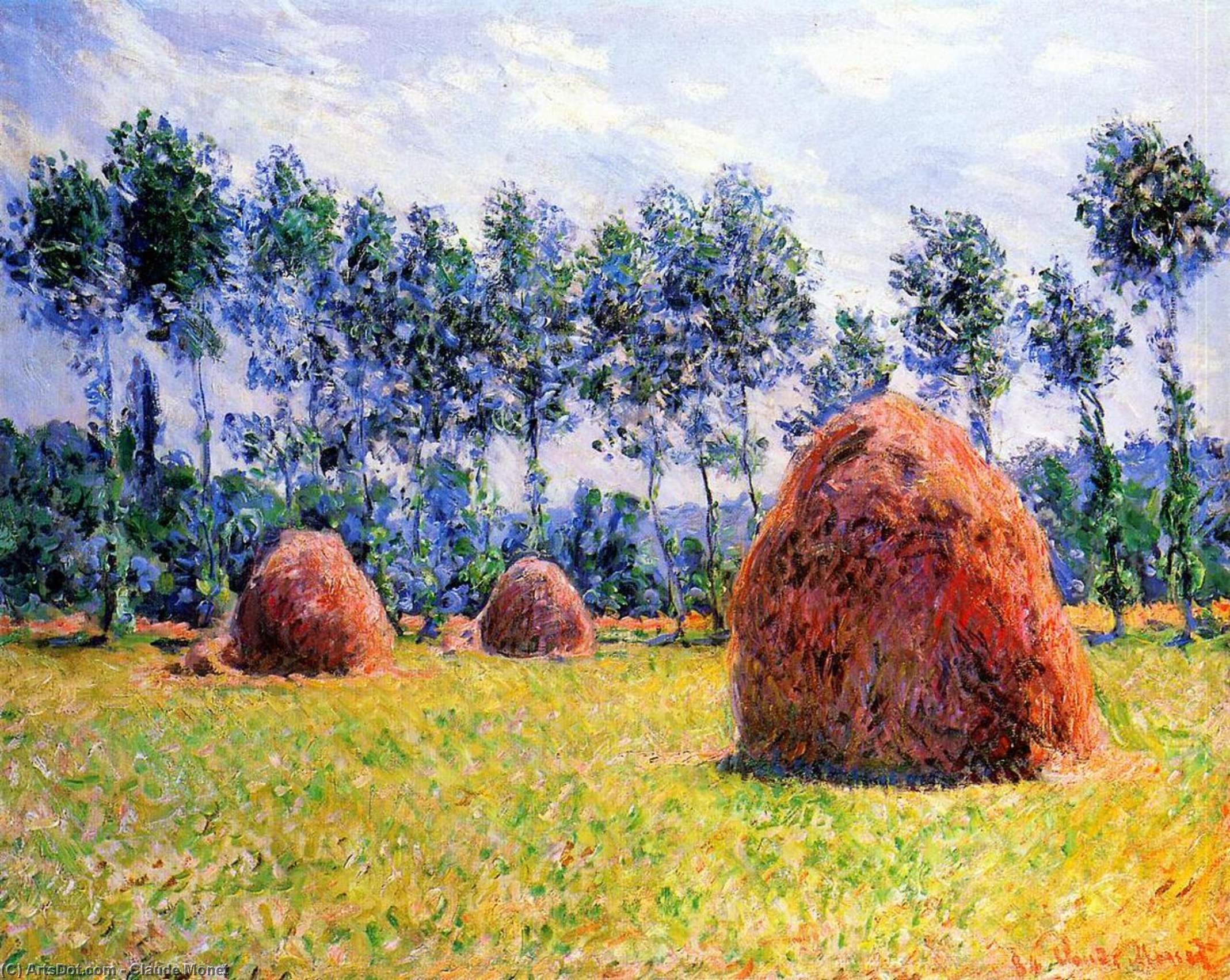 Wikioo.org - สารานุกรมวิจิตรศิลป์ - จิตรกรรม Claude Monet - Haystacks at Giverny