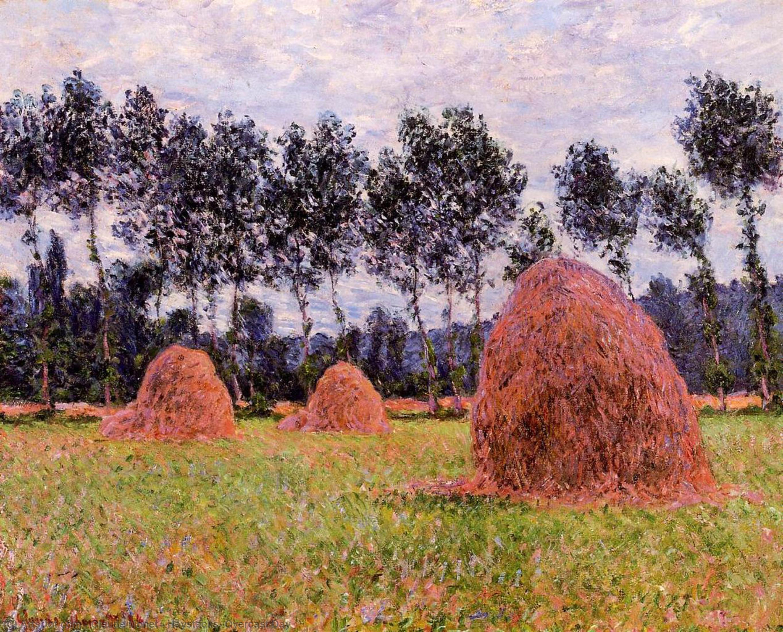 Wikioo.org - The Encyclopedia of Fine Arts - Painting, Artwork by Claude Monet - Haystacks, Overcast Day