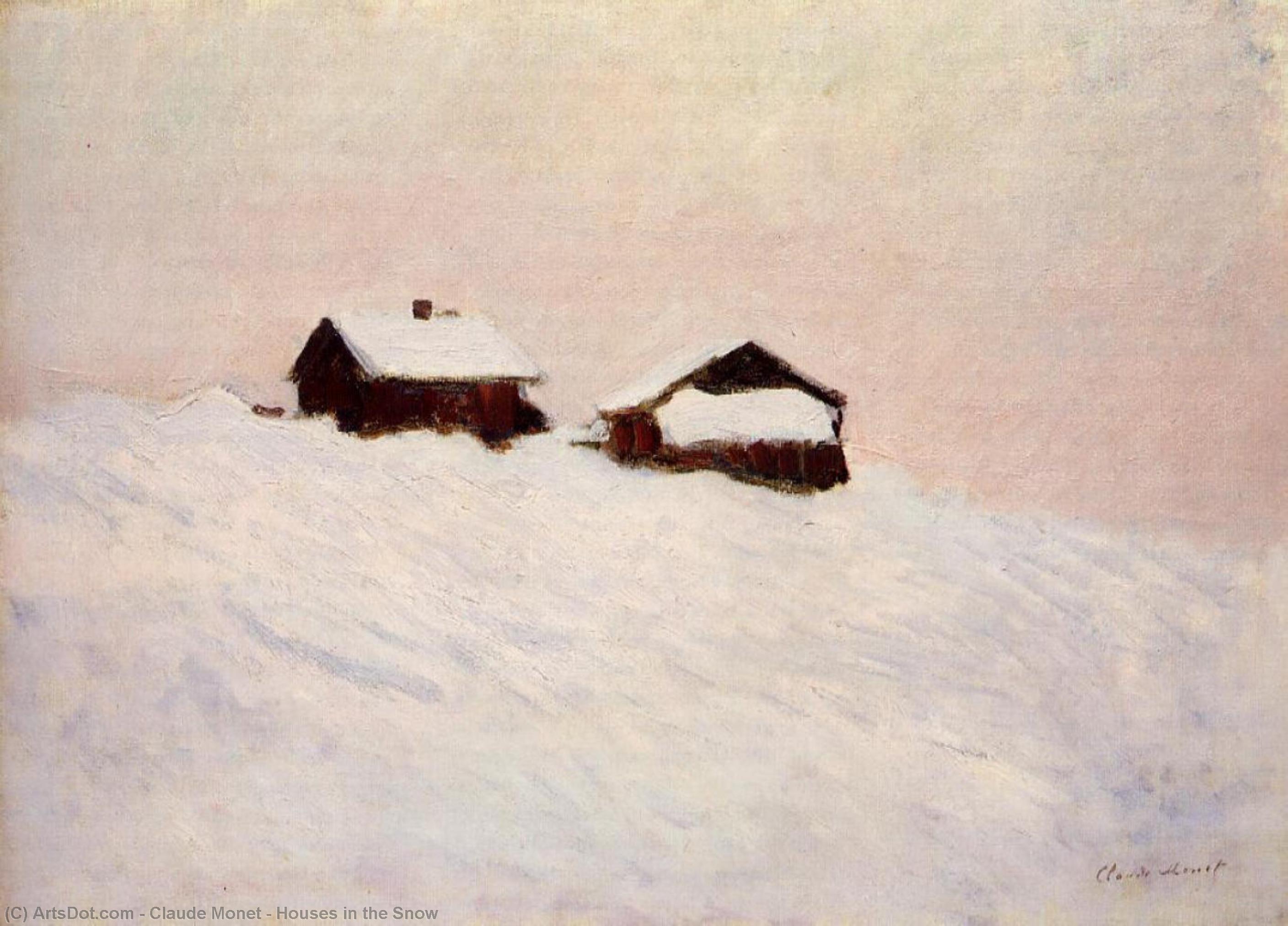WikiOO.org – 美術百科全書 - 繪畫，作品 Claude Monet - 房屋  在 雪